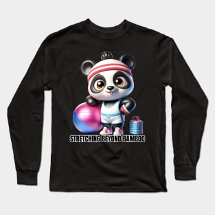 Panda Fitness Fun - Stretching Beyond Bamboo Active Wear Long Sleeve T-Shirt